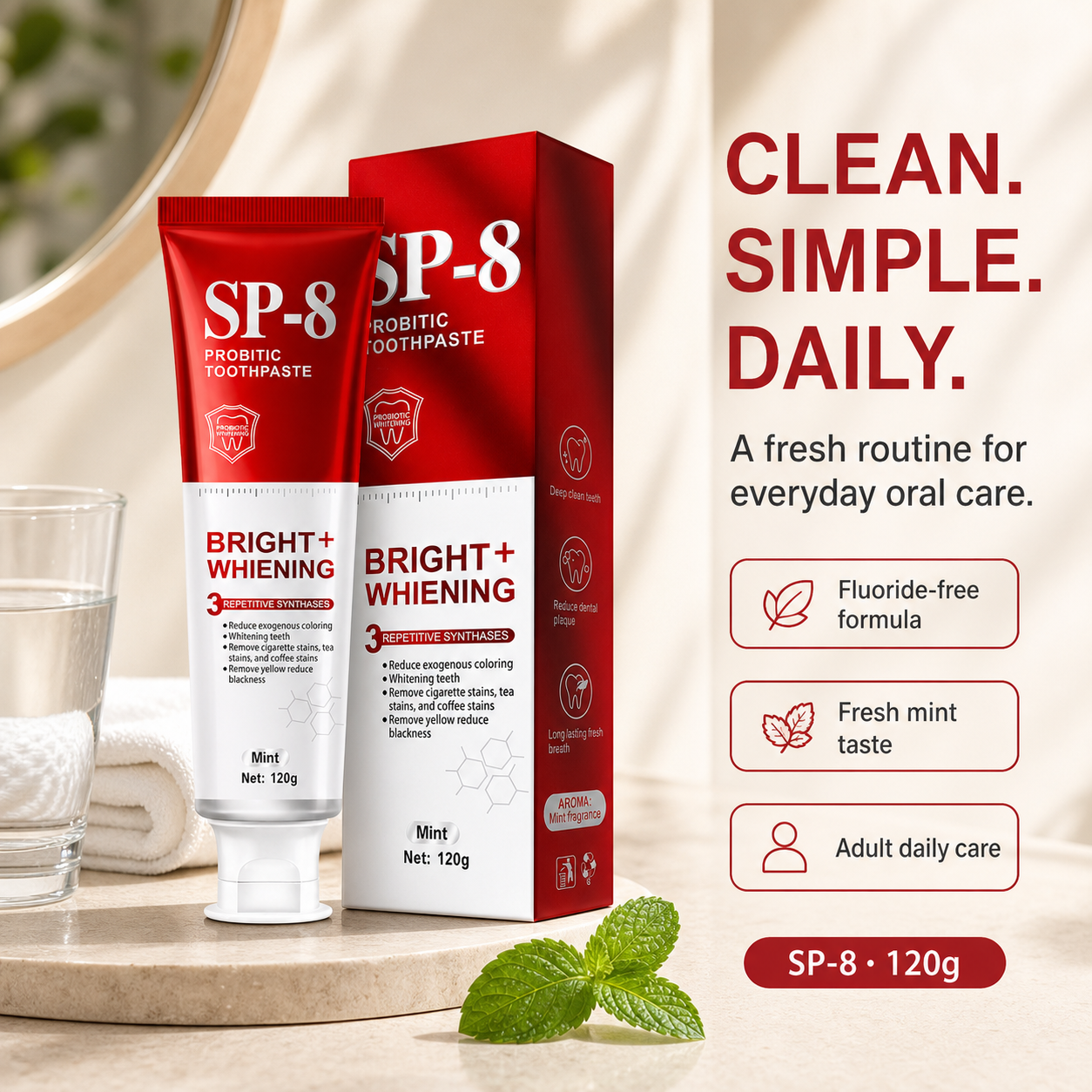 SP-8 daily toothpaste routine presentation