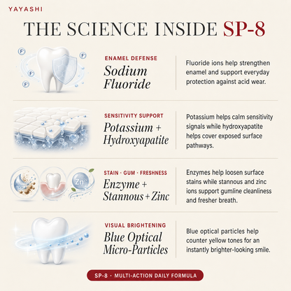 YAYASHI SP-8 Daily Brightening Toothpaste — 120g，YAYASHI SP-8 Daily Brightening Toothpaste — 120gYAYASHI SP-8 Daily Brightening Toothpaste — 120gYAYASHI SP-8 Daily Brightening Toothpaste — 120g